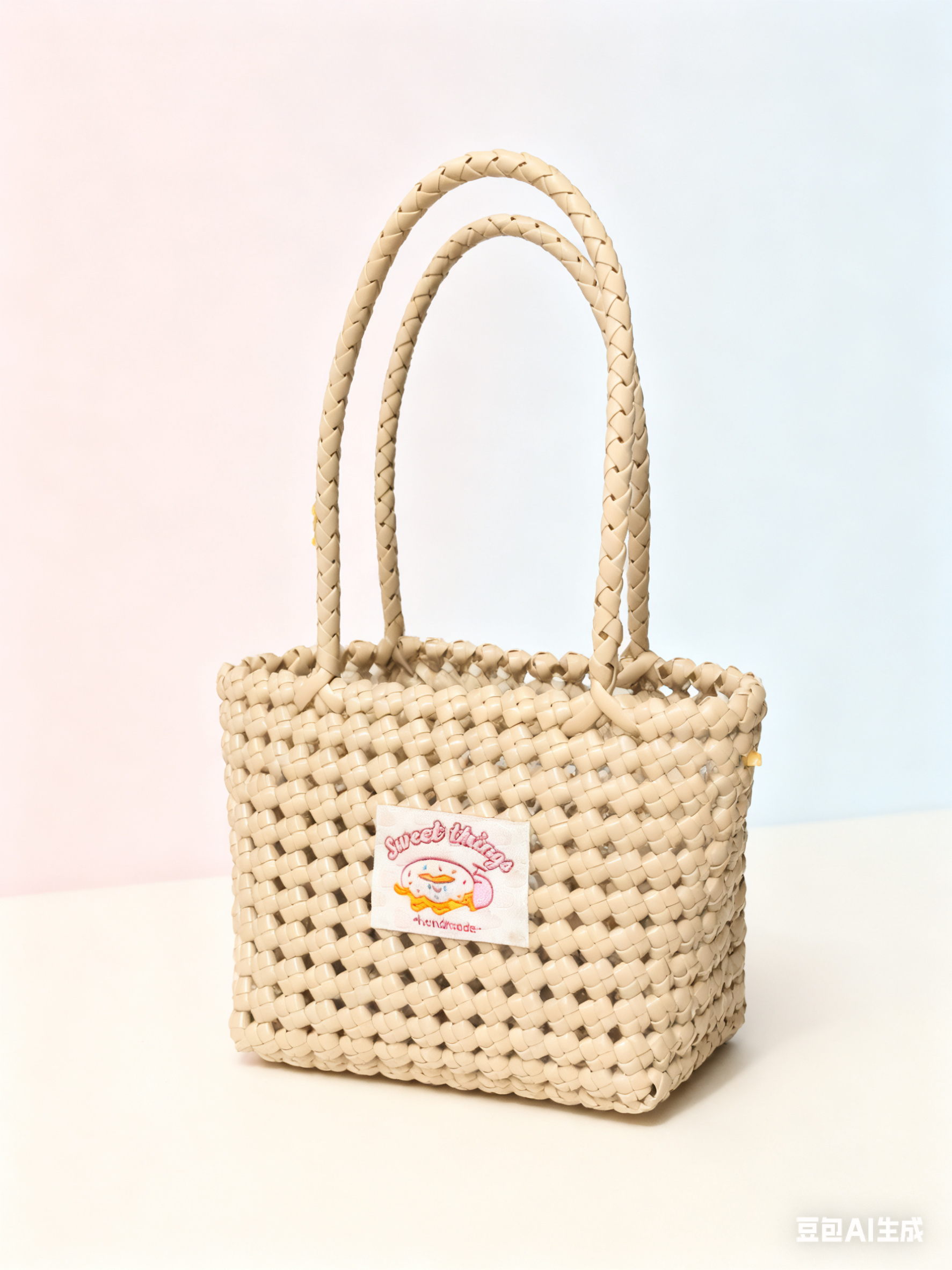 Sweet Milk Tea Handmade Rattan Bag